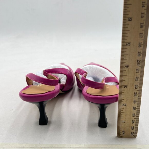 FSJ Fuchsia Kitten Heel Slingback Sandal Pointy Toe Sexy Pumps Dress Shoes - Picture 5 of 8